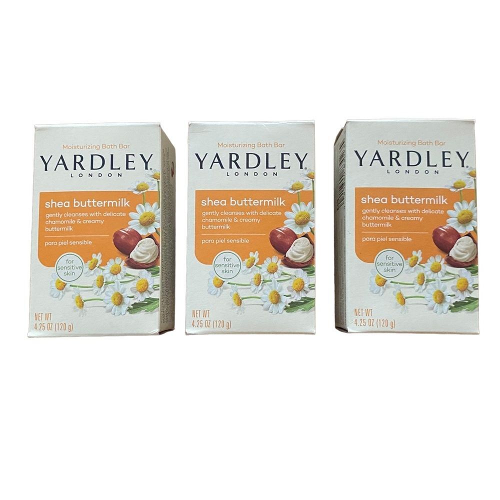 3 Yardley London Shea Buttermilk Moisturizing Bath Soap Bars 4.25 oz NEW